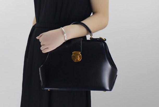 Genuine Leather handbag purse shoulder bag black for women leather crossbody bag - EverHandmade