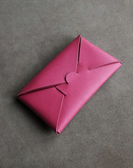 Cute Womens Orange Leather Envelope Wallet Slim Clutch Purse Checkbook Long Wallet for Women