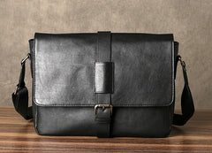 Black Leather Mens Cool Messenger Bag Shoulder Bag Bike Bag Shoulder Bag for men