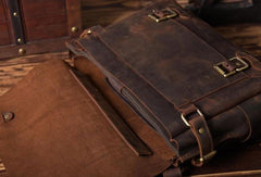 Handmade leather men Briefcase messenger vintage shoulder laptop bag vintage bag - EverHandmade