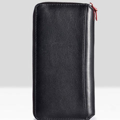 Handmade Leather Mens Cool Long Leather Wallet Bifold Clutch Wallet for Men