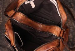 Cool Small Leather Mens Messenger Bag Brown Courier Bag Side Bag Postman Bag for men - EverHandmade