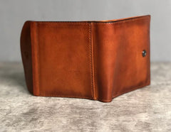 Handmade Genuine Leather Mens Cool Slim Leather Billfold Wallet Men billfold Wallets Bifold for Men