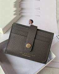 Cute Women Dark Khaki Leather Small Card Holders Card Wallet Slim Card Holder Credit Card Holder For Women