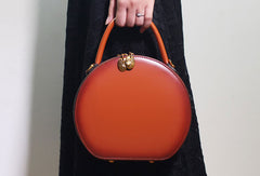 Women Leather round circle handbag shoulder bag for women leather crossbody bag
