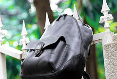 Genuine handmade Leather backpack bag shoulder bag black  women leather purse