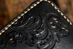 Handmade leather tiger biker wallet long wallet black leather men phone