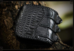 Handmade Leather Small Tooled Mens billfold Wallets Cool Chain Wallet Biker Wallet for Men