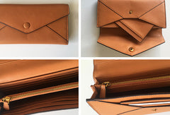 Genuine Leather Cute Long Slim Wallet Bifold Clutch Cards Wallet Purse For Women Girl