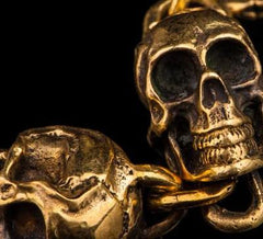 Silver Brass Stainless Steel Biker Trucker Skull Heavy Gothic Skulls Men Bracelet Biker Jewelry