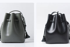 Genuine Leather bucket bag shoulder bag for women leather crossbody bag - EverHandmade