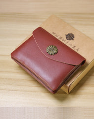 Slim Women Gray Sunflower Leather Card Wallet Minimalist Envelope Card Holder Wallet Coin Wallet For Women