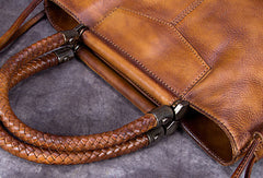 Genuine Leather Handbag Vintage Tote Woven Tassel Crossbody Bag Shoulder Bag Purse For Women - EverHandmade