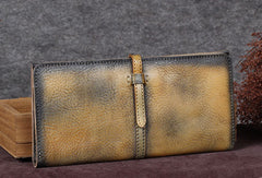 Genuine Leather Wallet Long Wallet Bifold Wallet Purse For Men Women - EverHandmade