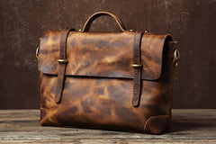 Handmade Leather Mens Cool Messenger Bag Briefcase Work Bag Business Bag Laptop Bag for men