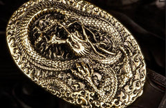 Handmade Leather Tooled Chinese Dragon Mens Belt Custom Cool Leather Men Belts for Men