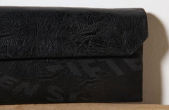 Handmade Leather Mens Clutch Cool Slim Wallet Zipper Clutch Wristlet Wallet for Men