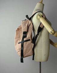 Womens Nylon Large Backpack Purse Khaki Nylon Travel Backpack School Rucksack for Ladies