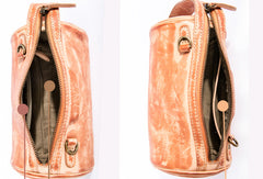 Handmade Leather Handbag Purse Bucket Bag Round Circle Bag Crossbody Bag Shoulder Bag Purse For Women - EverHandmade