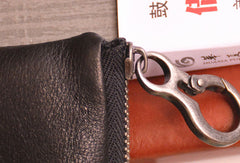 Handmade Genuine Leather Slim Zip Wallet billfold Wallet Coin Purse Bag For Mens