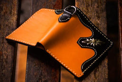 Handmade Leather Trucker Bag Mens billfold Wallet Cool Chain Wallet Small Biker Wallet for Men