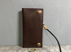 Handmade Leather Mens Cool Long Leather Wallet Biker Wallet Clutch Wallet for Men