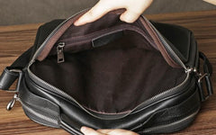 Cool Black Leather Mens Messenger Bag Work Bag Business Bag for men