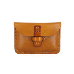 Handmade Leather Mens Front Pocket Wallet Card Wallets Small Change Wallets for Men