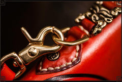 Handmade Leather Tibetan Mens Biker Chain Wallet Cool Leather Wallet Long Chain Wallet for Men