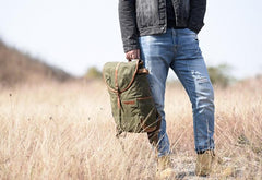 Green Canvas Mens Cool Backpack Large Travel Backpack Canvas Hiking Backpack for Men