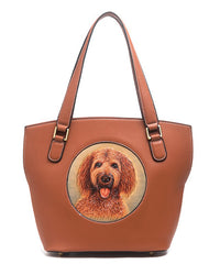 Handmade Womens Brown Leather Tote Handbag Purse Dog Tote Bag for Women