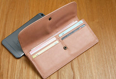 Leather Cute Womens Long Slim Wallet Bifold Long Wallet Clutch For Women