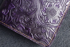 Handmade long leather wallet floral passport leather clutch wallet for women men zip - EverHandmade