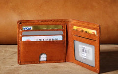 Handmade Genuine Leather Mens Cool Slim Leather Billfold Wallet Men billfold Wallets Bifold for Men