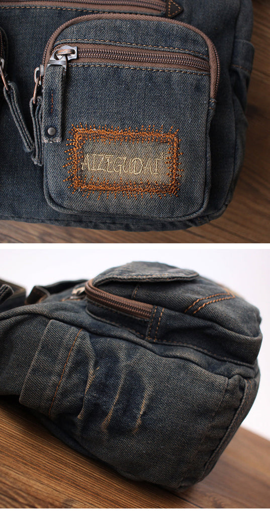 RRL Leather Denim Canvas Wabash Satchel Shoulder Messenger