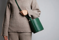 Genuine Leather Cute Bucket Bag Handbag Crossbody Bag Shoulder Bag Women Leather Purse