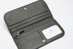 Genuine Leather Cute Long Slim Wallet Clutch Passport Wallet Purse For Women Girl