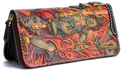 Handmade Leather Acalanatha Mens Chain Biker Wallet Cool Leather Wallet With Chain Wallets for Men