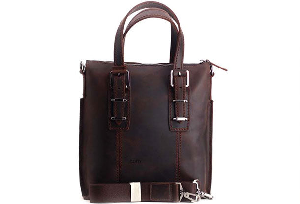 Genuine Leather Mens Cool Messenger Bag iPad Bag Chest Bag Bike Bag Cycling Briefcase Bag For Men - EverHandmade