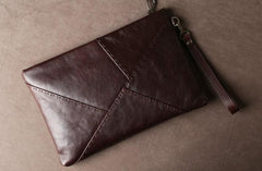 Leather Mens Clutch Cool Wallet Zipper Clutch Wristlet Wallet for Men