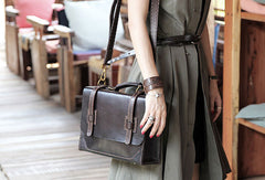 Handmade messenger bag coffee satchel purse leather crossbody bag shoulder bag women