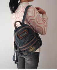 Denim Womens Backpack School Backpacks Vintage Denim Blue Backpacks For Women