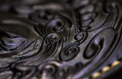 Handmade Leather Acalanatha Mens Tooled Chain Biker Wallet Cool Leather Wallet Long Clutch Wallets for Men