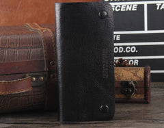 Handmade Genuine Leather Mens Cool Long Leather Wallet Bifold Clutch Wallet for Men
