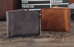 Handmade Genuine Leather Mens Cool Billfold Leather Wallet Men billfold Wallets Bifold for Men