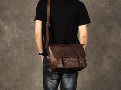 Genuine Leather Vintage Mens Cool Messenger Bag Shoulder Bag for men