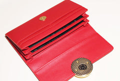 Genuine leather Bifold Cute billfold clutch purse long wallet purse clutch women - EverHandmade