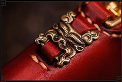 Handmade Leather Small Tooled Mens billfold Wallet Cool Chain Wallet Biker Wallets for Men