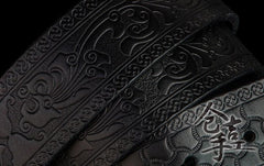Handmade Black Leather Cool Mens Belts Custom Leather Men Belt for Men
