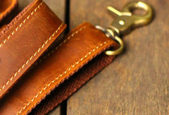 Genuine Leather Mens Cool Messenger Bag iPad Bag Chest Bag Bike Bag Cycling Bag For Men - EverHandmade